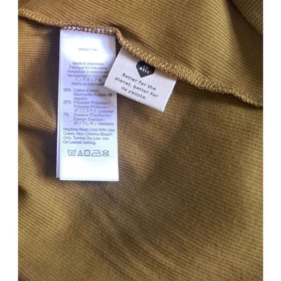 Madewell Womens Medium Mustard Green Shirt Deep Plunge Neck Cropped Top - Picture 6 of 7